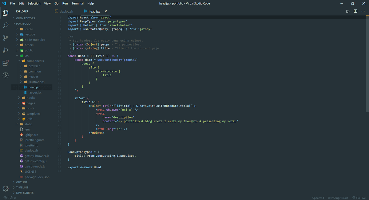Material Theme theme on Visual Studio Code