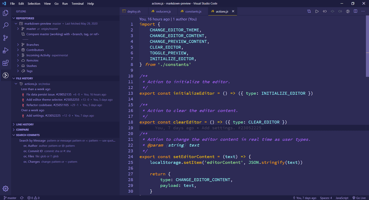 Gitlens on Visual Studio Code